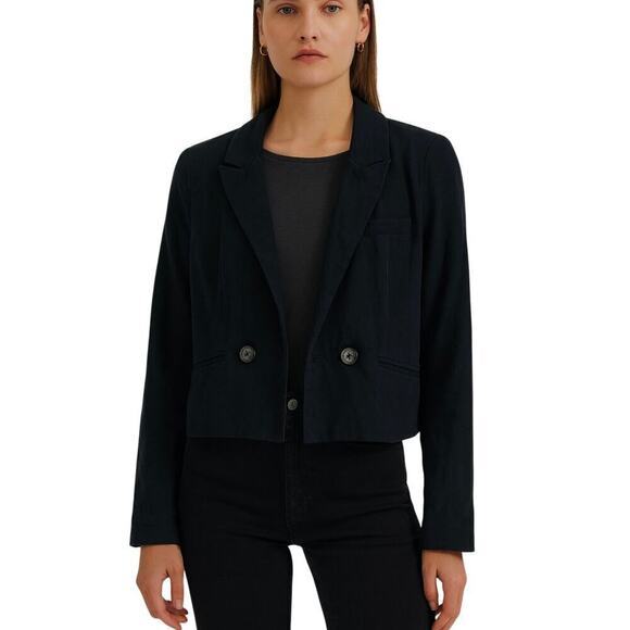 Jason Wu Jackets & Blazers - Jason Wu Linen Cropped Blazer in Black size Small